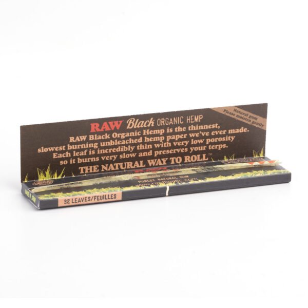 Alternative view of King Size Black Organic Rolling Papers (RAW)