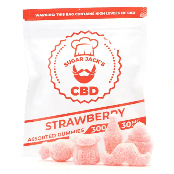 300mg CBD Assorted Strawberry Gummies (Sugar Jack’s)